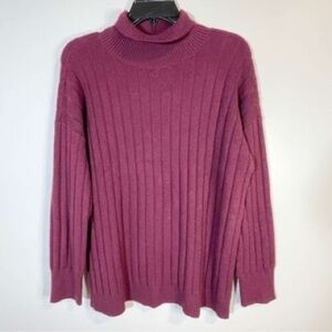 Women's Ribbed Turtleneck Sweater - Pink